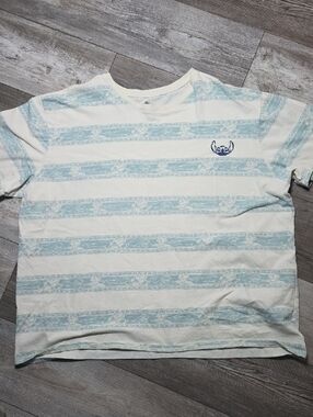 Disney Parks Lilo & Stitch AOP Striped Surf Hawiian Themed Tee Shirt XXL